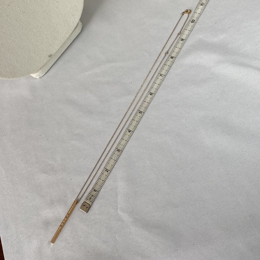 Dainty Goldtone Faith bar necklace - Picture 4 of 6